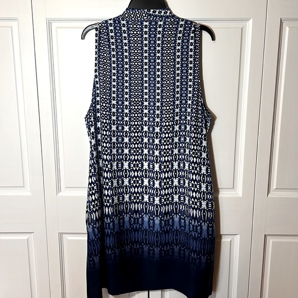 Ruby Road BOHO long vest / duster blue and white ethnic print, Women's 16W - Picture 11 of 12